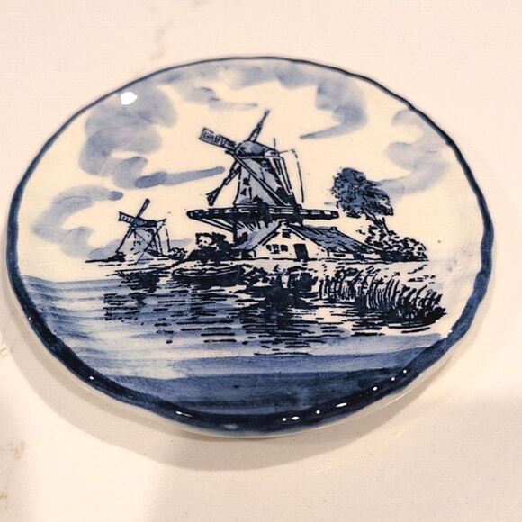 Vintage Delft Blue Hand Painted Windmill Plate Dish Made in Holland - Picture 7 of 7